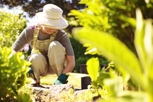 Sustainable landscaping with recycled materials and waste separation